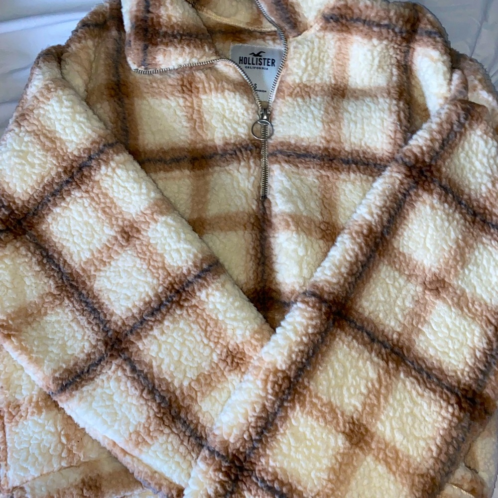 Hollister Quarter-Zip Plaid Sherpa